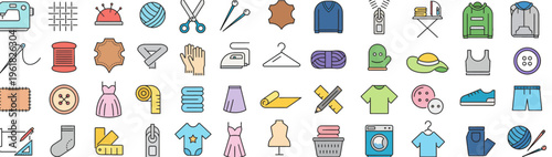 Colorful vector set of hairdresser tools and design equipment icons for creative use