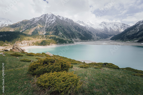 Принти на полотні High-mountain lake with turquoise water, Big Almaty lake