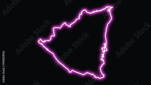 Nicaragua map outline neon purple glow geography country