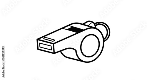 Simple Line Drawing of a Classic Whistle on White Background