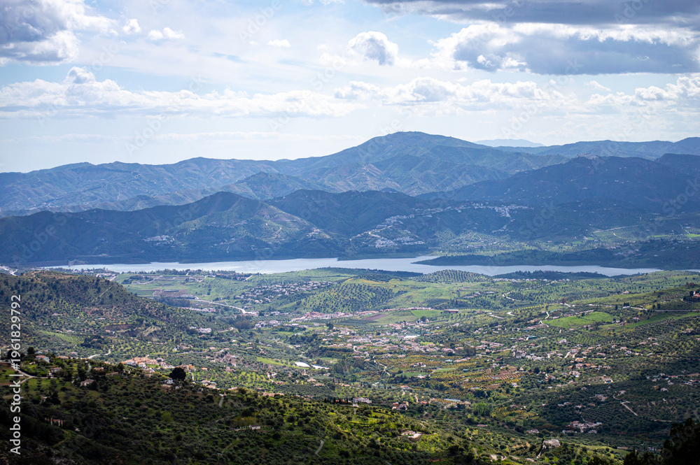 Naklejka premium Scenic nature surrounds the hiking trails, offering stunning views and peaceful outdoor experiences in Sierra Tejeda Natural Park, Spain