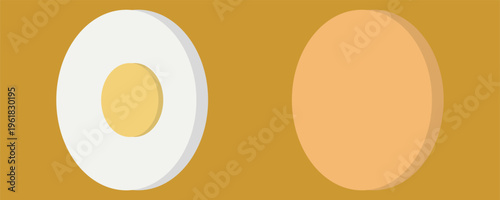 Set of boiled eggs, half, sliced isolated white background.eps,10