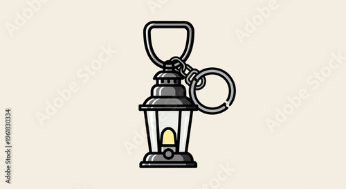 Vintage Lantern Keychain with Light