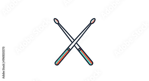 Crossed Drumsticks Icon on White Background