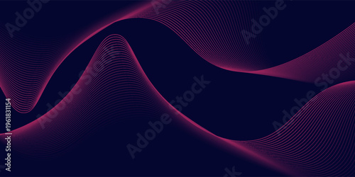 Dark blue abstract background with glowing red wave lines. futuristic background Modern concept technology. Vector illustration