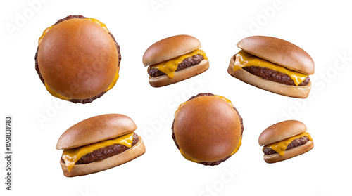 Tableau sur toile A delightful array of six cheeseburgers presented from multiple dynamic perspectives