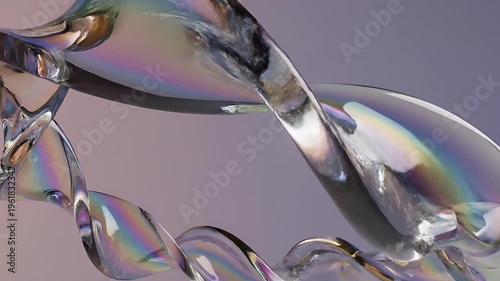 Abstract Glass Ribbon Flowing and Twisting in a Mesmerizing Dance of Light and Color.