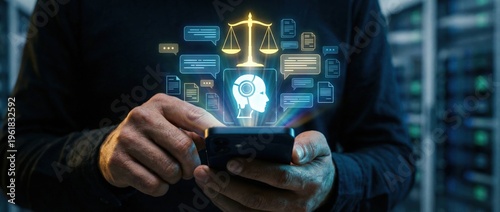 Exploring legal technology innovations ai tools in law practice modern law firm digital content professional environment close-up view efficiency and justice