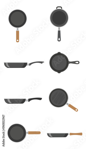 Collection of isolated cookware illustrations for culinary projects