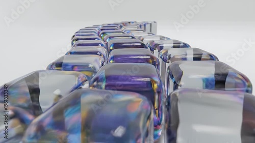 Abstract 3D Render of Interlocking Cubes Forming a Dynamic Chain.