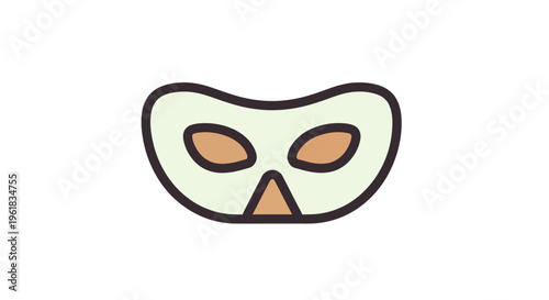 Cartoon Mask With Beige Eyes and Outline Isolated