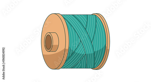 Cartoon Spool of Teal Thread