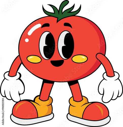 Red Tomato Funny Cartoon, This Big Shoes Wearing Red Tomato Cartoon is perfect for Kids Story Illustration, Vegetables story, ads, and Tomatoes Social Media Post, Tomato Ketchup ads.