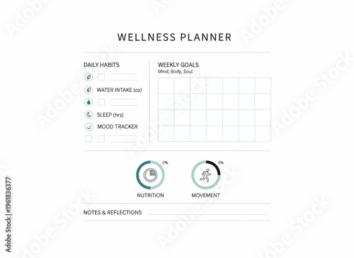 Person holding a daily wellness planner with nutrition and movement charts