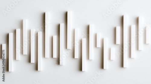 Abstract arrangement of vertical white bars creating a modern and minimalist pattern on a light background ideal for various design projects and artistic themes.