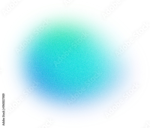 Abstract cyan and aqua blue gradient circle with grainy noise texture for modern design