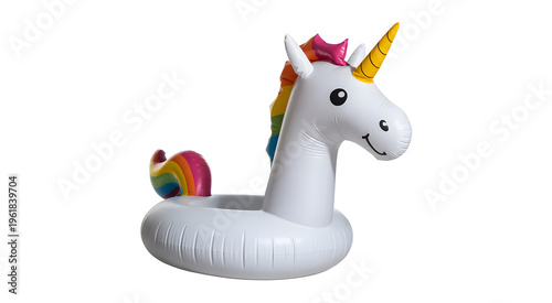 Unicorn Pool Float Inflatable Isolated on White Background Summer Swimming Toy