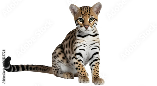 Bengal Cat Isolated on White Background Domestic Pet Animal Exotic Feline