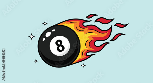 Eight Ball on Fire.