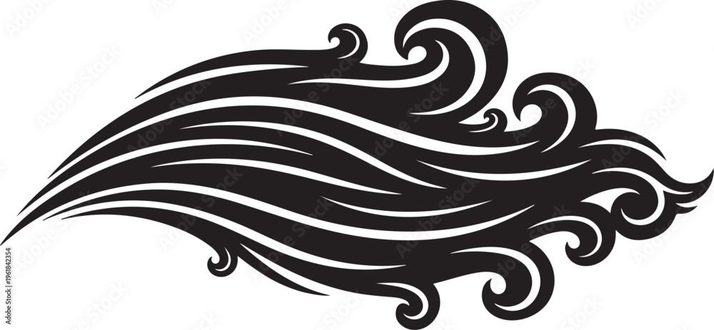 Fototapeta premium Elegant black and white swirling abstract wave design element