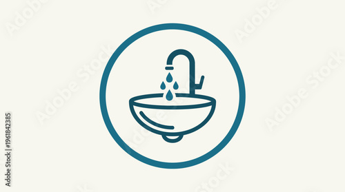 Water Flowing from a Washbasin in a Circular Icon