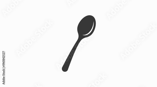 Silhouette Of A Simple Spoon Against White Background