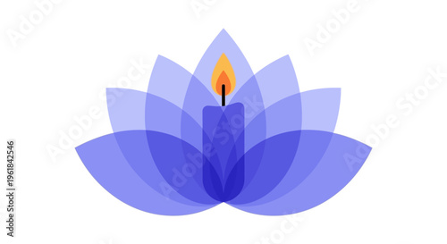Zen Candle in Lotus Flower Spiritual Calm