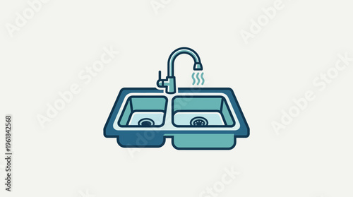 Modern Kitchen Sink with Running Water