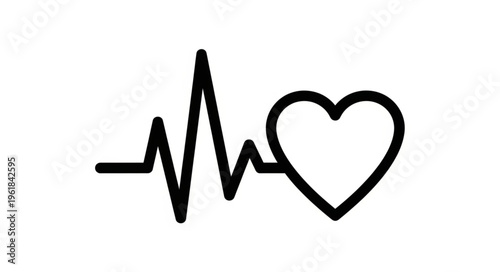 Heartbeat line graph with heart symbol.