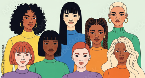 Diverse Group of Women Standing Together in Solidarity.