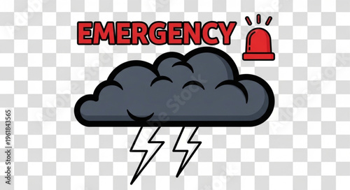 Stormy weather emergency alert with lightning and siren.
