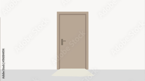 A door is slightly ajar in an empty room with a light brown floor.