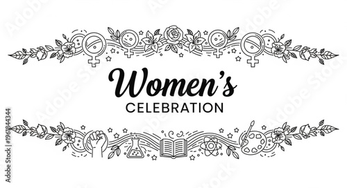 Elegant Womens Celebration Decorative Flourish Text Graphic.