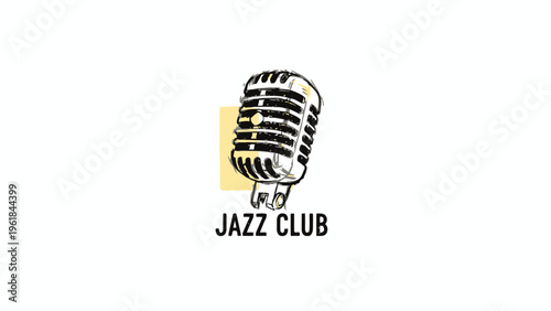 Vintage Microphone Sketch for Jazz Club Logo Illustration