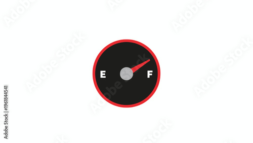 Full fuel gauge icon pointing to F level on white background