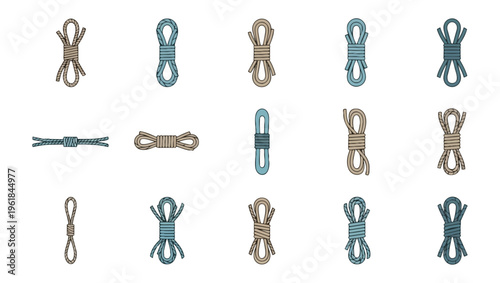 Coiled rope collection on black background vector illustration