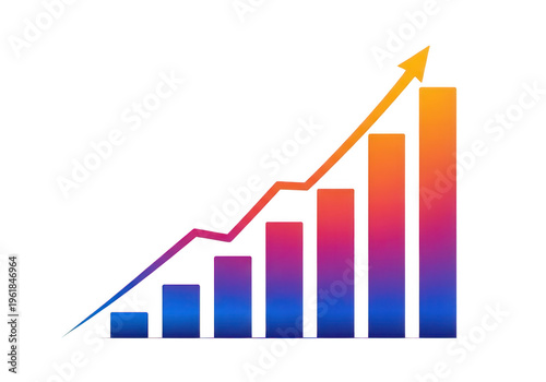 Free Download Vibrant bar graph with ascending arrow trend isolated on transparent background - GFXLoad