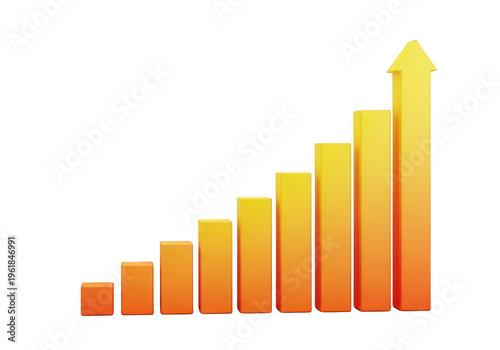 Vibrant orange and yellow gradient bar chart with upward trend arrow isolated on transparent background Free Download Vibrant orange and yellow gradient bar chart with upward trend arrow isolated on transparent background - GFXLoad