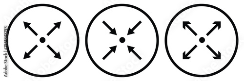 Full screen vector black icons. Set of full screen and exit full screen icon. . Scalability icons in flat style for web site, mobile app. Vector illustration with white background EPS10