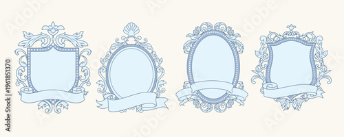 Rococo Oval Frame with Ribbon Banner and Engraving Detail