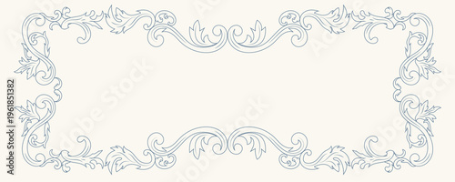 Ornamental Rococo Rectangle Frame with Floral Scroll and Engraved Detail