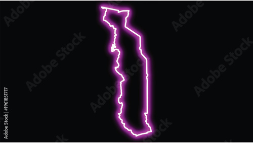 Togo map outline neon glow effect country africa