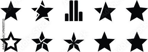 Black and white star icons set flat design vector illustration scalable graphic minimalist symbols collection