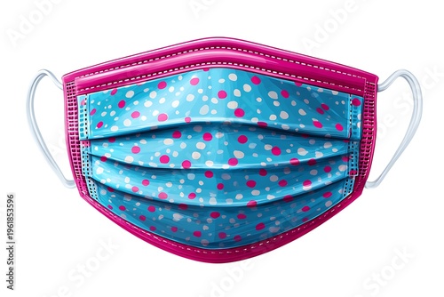 Pink patterned surgical face mask for protection isolated on white background, healthcare clip art
