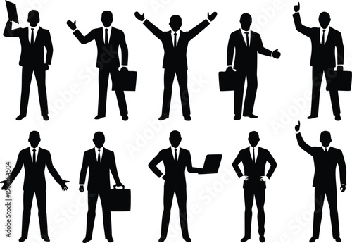 Professional Businesswoman Silhouette Icon Set