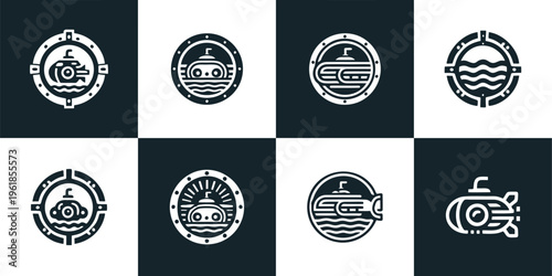 Submarine and Porthole Nautical Icons