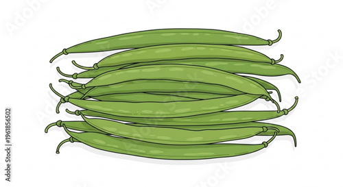 Fresh green peas pods stacked together illustration of healthy vegetable food ingredient for cooking and nutrition