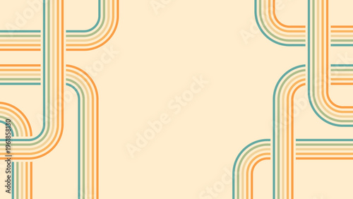 Abstract background of rainbow groovy Wavy Line design in 1970s Hippie Retro style. Vector pattern ready to use for cloth, textile, wrap and other.