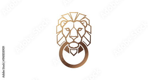 Geometric Lion Head With Ring Door Knocker Logo