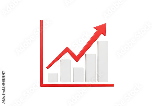 Free Download Increasing business growth chart with red arrow trend isolated on transparent background - GFXLoad